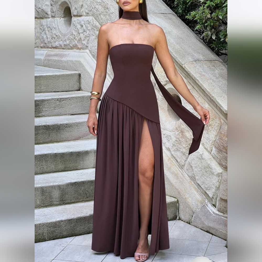 Babyboo Maliyah Dress Plum Brown